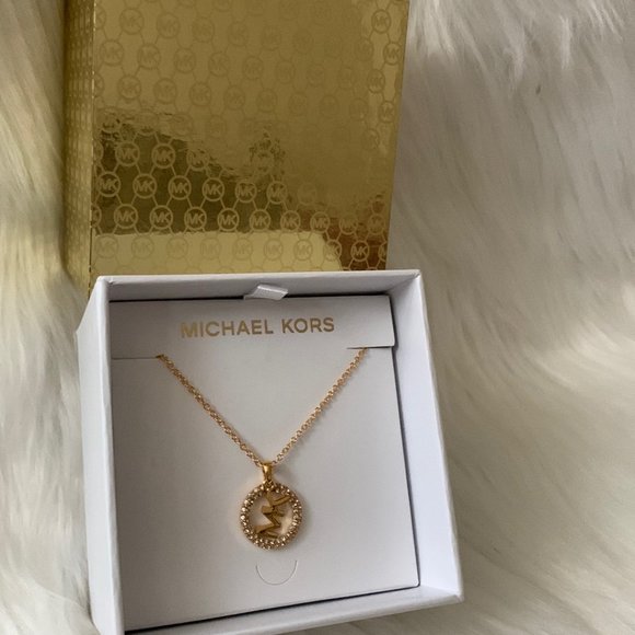 MICHAEL KORS Pave Signature Logo Pendant Necklace - Picture 1 of 4